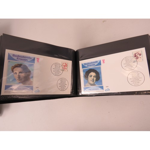 557 - Well presented leatherette bound album of German first day covers. Approx 80+ covers. See photos. 12... 