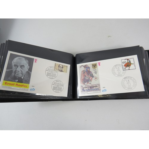 557 - Well presented leatherette bound album of German first day covers. Approx 80+ covers. See photos. 12... 