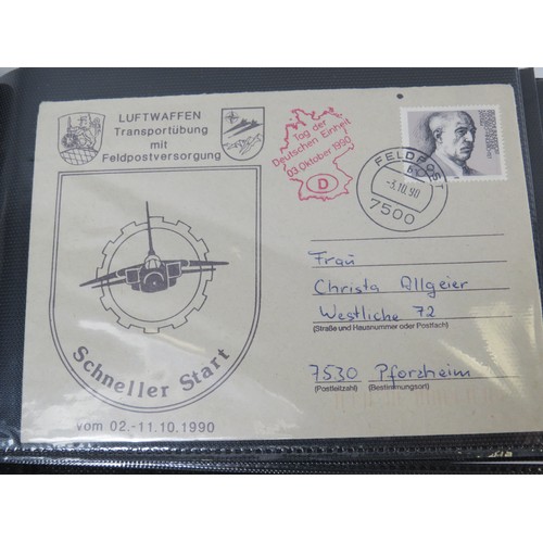 557 - Well presented leatherette bound album of German first day covers. Approx 80+ covers. See photos. 12... 