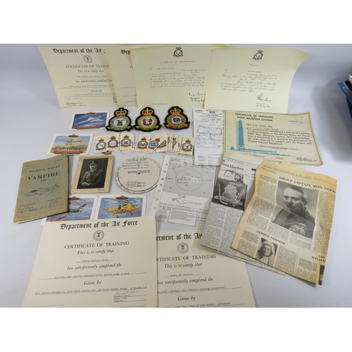 636 - Selection of RAF related memorabilia to include shoulder flashes, Cigarette cards, Pilots notebook f... 