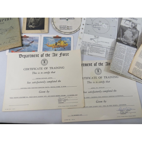 636 - Selection of RAF related memorabilia to include shoulder flashes, Cigarette cards, Pilots notebook f... 