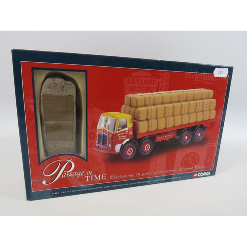 649 - Corgi Die cast Model, AEC Mammoth Major platform lorry with Cotton Bale load along with a Shapa memo... 