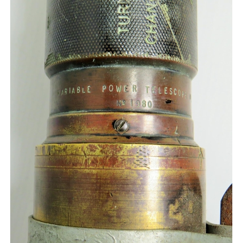 336 - Vintage Variable telescope constucted in brass and copper with non original metal clamp which can ea... 