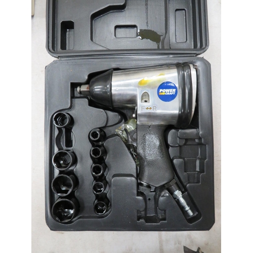 1059 - Powercraft impact wrench kit with box (one socket missing). See photos