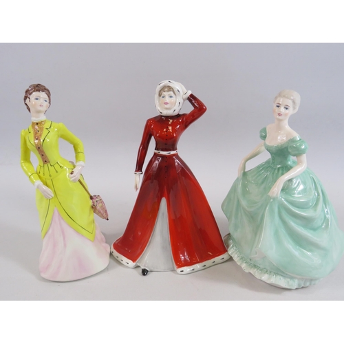 10 - 3 Coalport figurines Henrietta, Ursula & Georgina.