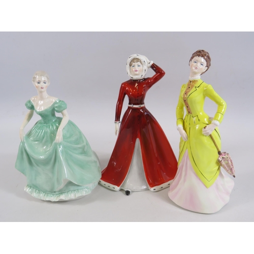 10 - 3 Coalport figurines Henrietta, Ursula & Georgina.