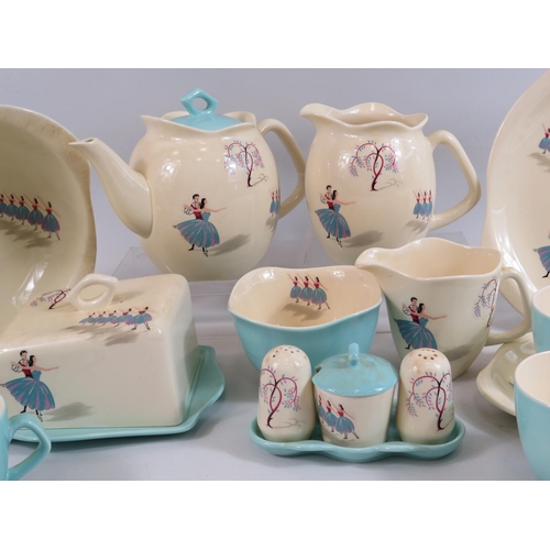 20 - Rare Beswick Ballet teaset etc including butter dish, Cruet set etc. Over 30 pieces in total.