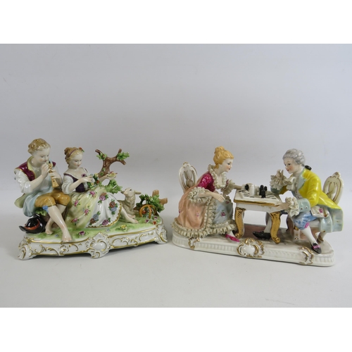 34 - Pair of German Dresden style group figurines.