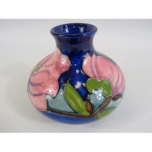 6 - Moorcraft squat vase in the Magnolia pattern approx 11cm tall.