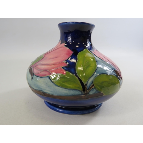 6 - Moorcraft squat vase in the Magnolia pattern approx 11cm tall.