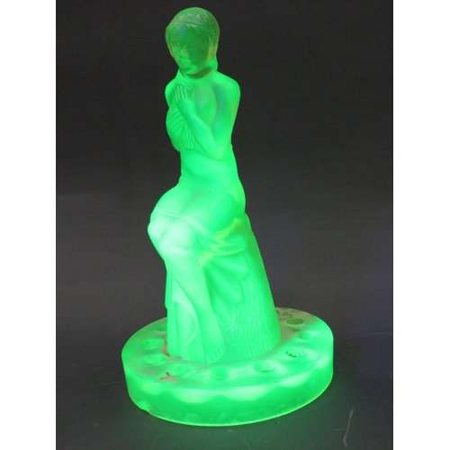 79 - Sowerby Uranium glass art deco nude lady centrepiece. 9