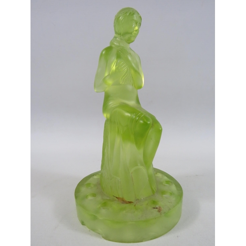 79 - Sowerby Uranium glass art deco nude lady centrepiece. 9