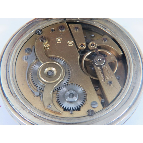 409 - White metal cased Golliath pocket watch. Some flakes to enamel face.  Intermittent runner. See photo... 