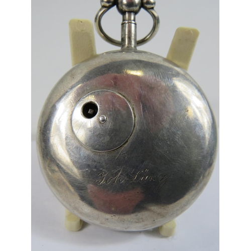 410 - Silver pair cased pocket watch, maker DD Neveren, London. Enamel face. Case is hallmarked for London... 