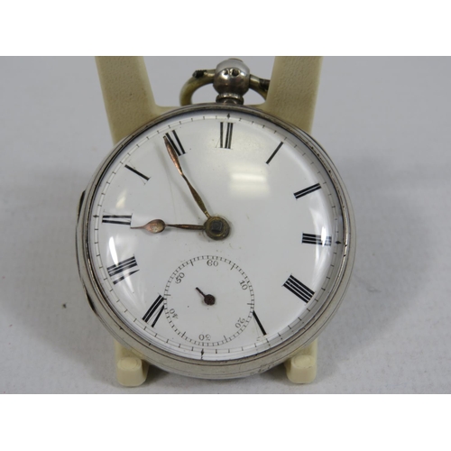 414 - Silver cased pocket watch. Maker Geoff Corrall of Mansfield. London 1853. Intermittent runner.. See ... 