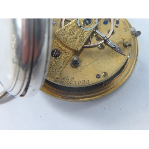 414 - Silver cased pocket watch. Maker Geoff Corrall of Mansfield. London 1853. Intermittent runner.. See ... 