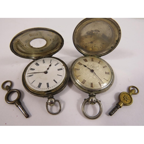 416 - Two ladies silver cased pocket watches, one full Hunter, one Half Hunter. Both non runners for spare... 