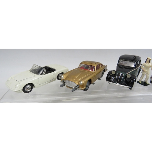 133 - Selection of diecast vehicles including James Bond Aston martin Db5 and 2 matchbox catalogues.