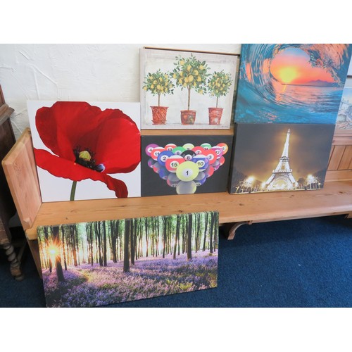 1002 - Selection of large prints on canvas. see photos