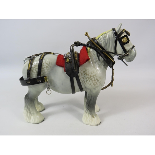 33 - Beswick Dapple grey 818 shire horse with tack.