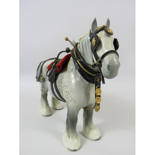 33 - Beswick Dapple grey 818 shire horse with tack.