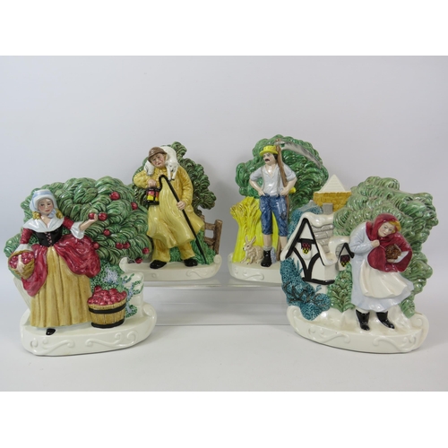 43 - 4 Masons flatback wall plaques dipicting the four seasons. Approx 18.5cm tall