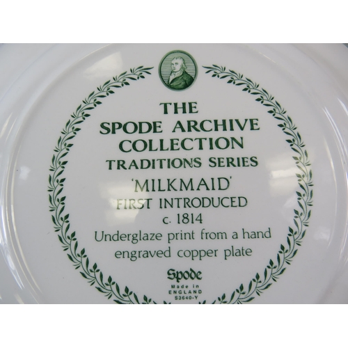 44 - Spode Archive collection plates, cups and dishes in green and white.