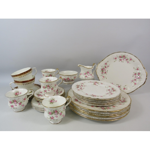 80 - Paragon Victoriana Rose part dinner set and 2 Duchess china trios.