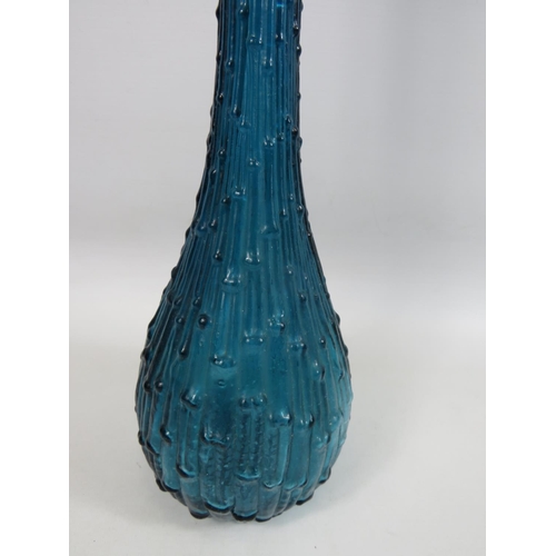 140 - Large Empoli vase in Kingfisher blue with good stopper. No damage in good order. 22 inches tall.