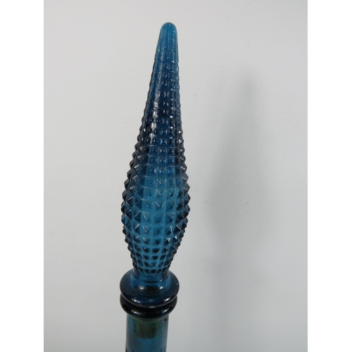 140 - Large Empoli vase in Kingfisher blue with good stopper. No damage in good order. 22 inches tall.