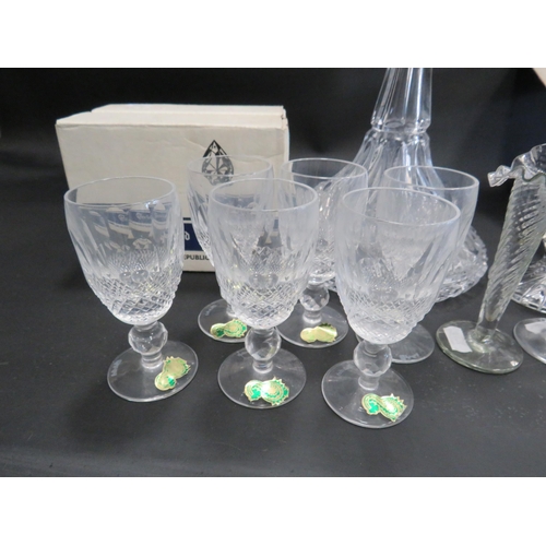 125 - Crystal glass lot including Waterford crystal Colleen sherry glasses and a ships decanter.