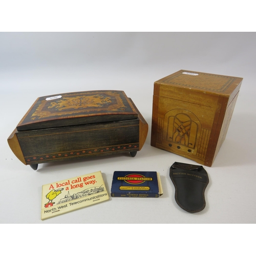 162 - 2 Vintage wooden musical cigarette dispensers.