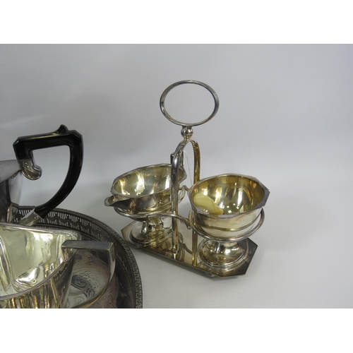 170 - Silverplated mixed lot to include Teaset, tray etc.