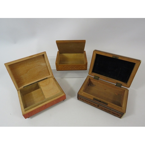 184 - 3 Vintage wooden cigarette boxes.