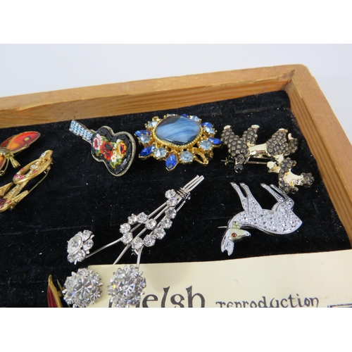 502 - Large selection of good quality costume jewellery brooches.