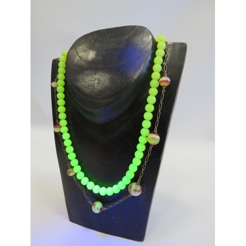 505 - 2 Vintage Uranium glass necklaces.