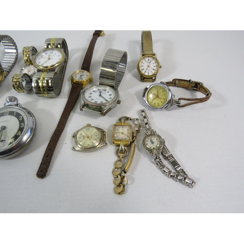 517 - Mixed lot of Mens & Ladies wristwatches plus 2 pocket watches. Untested spares or repair.