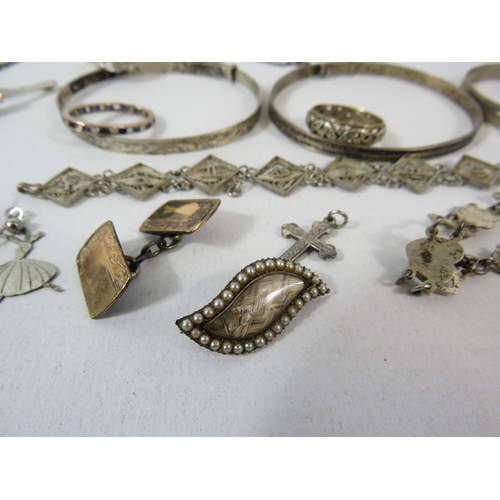 518 - Mixed lot of 9ct and silver rings, necklaces, cufflinks etc.