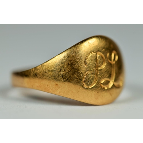 427 - 18ct Yellow Gold Signet ring inscribed PL  Finger size 'N'   5.3g