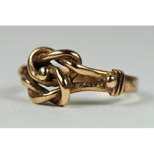 449 - 9ct Yellow Gold Love Knot Ring.  Finger size Q-5   3.0g