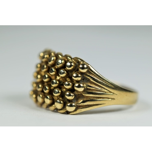 453 - 9ct Yellow Gold Gents Chunky Dress ring with Dimpled pattern.  Finger size Z+1    8.9g