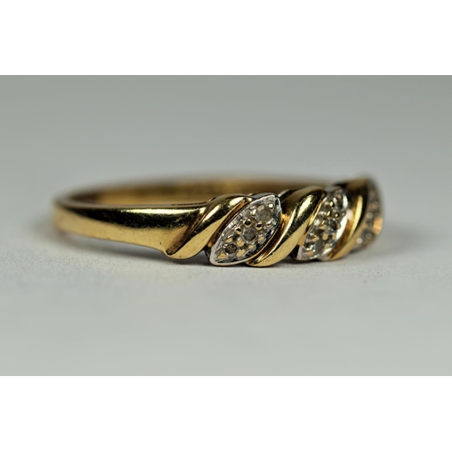 466 - 9ct Yellow Gold Multi Diamond Set ring.  Finger size O-5 to P  2.0g