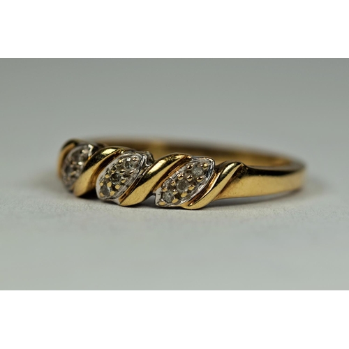 466 - 9ct Yellow Gold Multi Diamond Set ring.  Finger size O-5 to P  2.0g