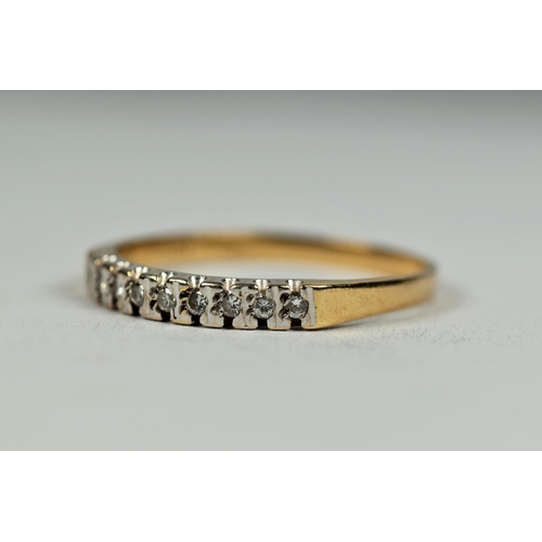 495 - 9ct Multi Diamond set quarter Eternity ring.  Finger size 'O-5'    1.3g