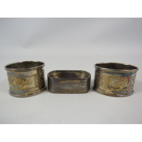 558 - 3 Birmingham sterling silver napkin rings. Total weight is 50 grams.