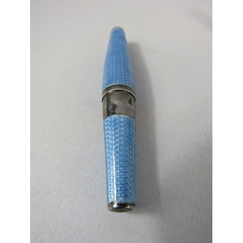 570 - 935 Continental silver Guilloche Enamel Cheroot and holder plus 2 sterling silver Cheroots