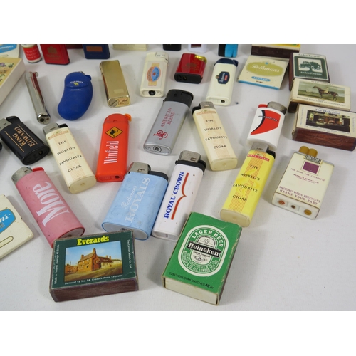 595 - Selection of Advertising lighters and matchboxes.