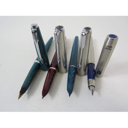 596 - 4 vintage Parker Fountain pens.