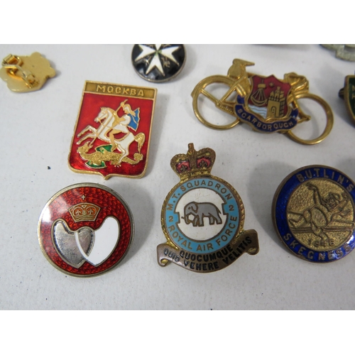 602 - Selection of various pin badges some vintage.