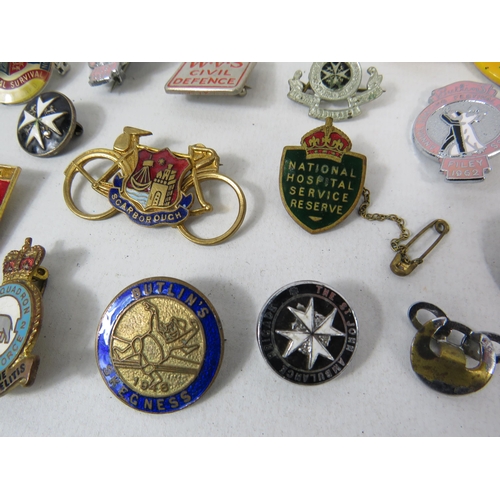 602 - Selection of various pin badges some vintage.